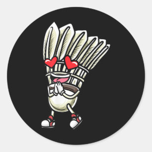 Funny Badminton Shuttle Player Design Men Women Classic Round Sticker