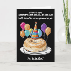 Funny Bagel Birthday with Party Vibes Invitation