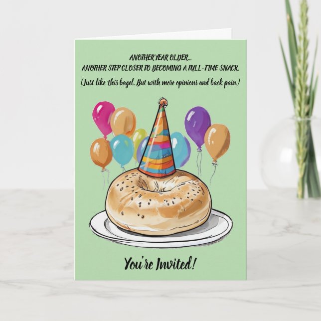Funny Bagel Birthday with Party Vibes Invitation (Front)
