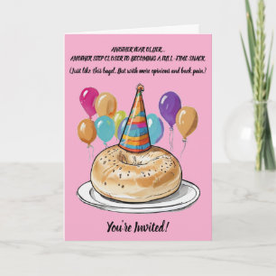 Funny Bagel Birthday with Party Vibes Invitation