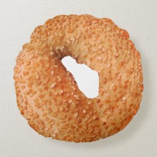 Funny Bagel Novelty Round Cushion