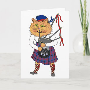 Funny Bagpipe Playing Scottish Cat Card