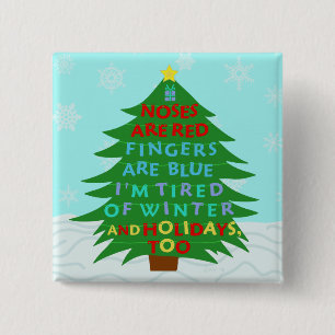 Funny Bah Humbug Christmas Poem 15 Cm Square Badge