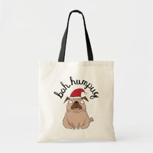 Funny Bah Humpug Santa Pug Christmas Tote Bag