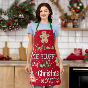 Funny Bake & Watch Christmas Movies Red Green Apron