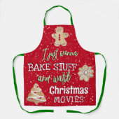 Funny Bake & Watch Christmas Movies Red Green Apron (Front)