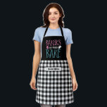 Funny Baking Bakers Gonna Bake Black White Plaid Apron<br><div class="desc">Funny and cool apron to make cooking more fun. Personalised gift for family and friends who love cooking,  baking and trying new recipe in the kitchen. Customise the wording to fit your occasion. You can use the Design Tool to further change the font type,  font colour and font size.</div>