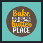 Funny Baking Bakery Typography Retro Kitchen Décor Poster<br><div class="desc">Colourful typography art with retro and vibrant colours. Funny puns and quotes about food,  cooking,  baking and dining. Perfect decoration for your kitchen,  diner,  café,  bakery shop or restaurant. Background colour (the circle and the square) is customisable via the Design Tool.</div>