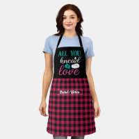 Funny Baking Bread Black Pink Plaid Pattern