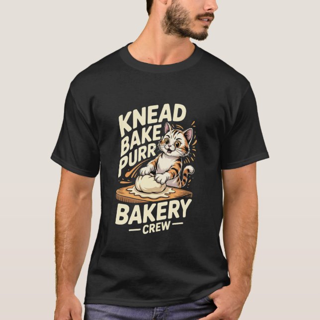 Funny Baking Crew Pastry Chef Cat Biscuits Bakery T-Shirt (Front)