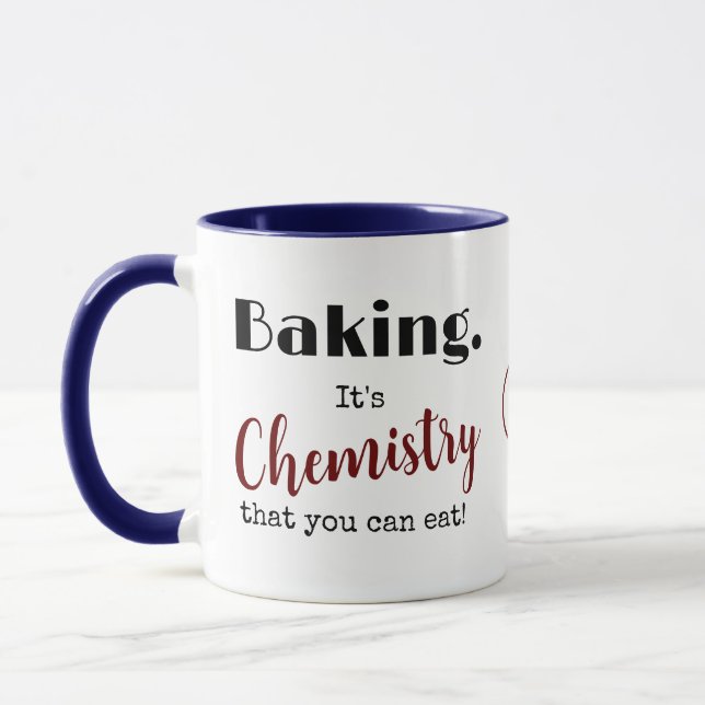 Funny Baking It's Chemistry Monogram Mug (Left)