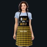 Funny Baking Just Roll With It Black Yellow Plaid Apron<br><div class="desc">Funny and cool apron to make cooking more fun. Personalised gift for family and friends who love cooking,  baking and trying new recipe in the kitchen. Customise the wording to fit your occasion. You can use the Design Tool to further change the font type,  font colour and font size.</div>