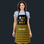 Funny Baking Just Roll With It Black Yellow Plaid Apron<br><div class="desc">Funny and cool apron to make cooking more fun. Personalised gift for family and friends who love cooking,  baking and trying new recipe in the kitchen. Customise the wording to fit your occasion. You can use the Design Tool to further change the font type,  font colour and font size.</div>