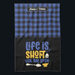 Funny Baking Life Is Short Lick The Spoon Plaid Tea Towel<br><div class="desc">Funny and cool kitchen towel to make cooking more fun. Personalised gift for family and friends who love cooking, baking and trying new recipe in the kitchen. Customise the wording to fit your occasion. You can use the Design Tool to further change the font type, font colour and font size....</div>