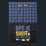 Funny Baking Life Is Short Lick The Spoon Plaid Tea Towel<br><div class="desc">Funny and cool kitchen towel to make cooking more fun. Personalised gift for family and friends who love cooking, baking and trying new recipe in the kitchen. Customise the wording to fit your occasion. You can use the Design Tool to further change the font type, font colour and font size....</div>