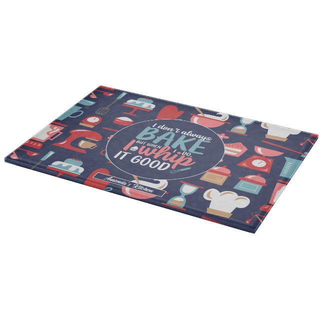 Funny Baking Pun Whip It Good Retro Bakery Pattern Cutting Board (Corner)