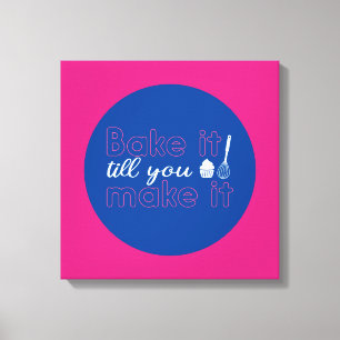 Funny Baking Quote Typography Art Retro Colour Canvas Print