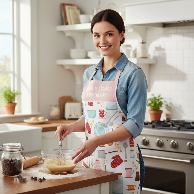 Funny Baking Saying Modern Kitchen Pink Apron (Creator Uploaded)
