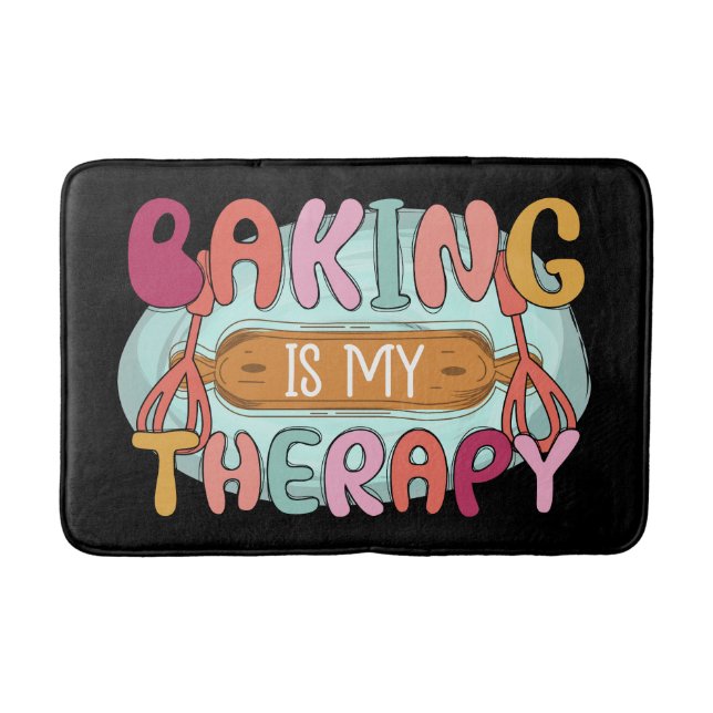 Funny baking therapy word art  bath mat (Front)