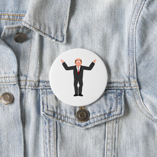 Funny Bald Businessman Shrugging Humourous  7.5 Cm Round Badge