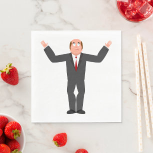 Funny Bald Businessman Shrugging Humourous  Napkin