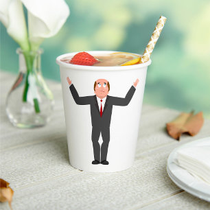 Funny Bald Businessman Shrugging Humourous  Paper Cups