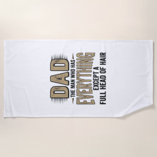 Funny Bald Dad Vintage Typography Shirt Design_1 Beach Towel