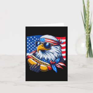 Funny Bald Eagle Hotdog American Flag 4th Of July  Card