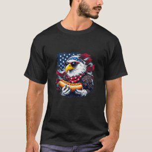 Funny Bald Eagle Hotdog American Flag 4th Of July T-Shirt