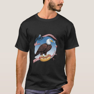 Funny Bald Eagle Hotdog American Flag 4th Of July T-Shirt
