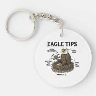Funny Bald Eagle Tips Nature Survival Humour Key Ring