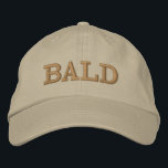 Funny Bald Head Brown Beige Mens Embroidered Hat<br><div class="desc">Funny Bald Head Brown Beige Men's Embroidered Baseball Cap will add some humour for your dad or grandpa. Perfect for a Father's Day gift idea. It is minimalist modern designed with "BALD" in bold brown letters across the front centre. CUSTOMIZE WORDS AND COLORS IF YOU'D LIKE. AVAILABLE IN DIFFERENT COLOR...</div>