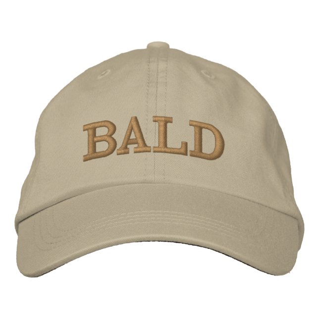Funny Bald Head Brown Beige Mens Embroidered Hat (Front)