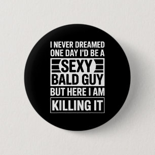 Funny Bald Man Art For Men Boys Bald Dad Bald Guy  6 Cm Round Badge