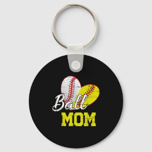 Funny Ball Mom Softball Baseball For Women Mothers Key Ring
