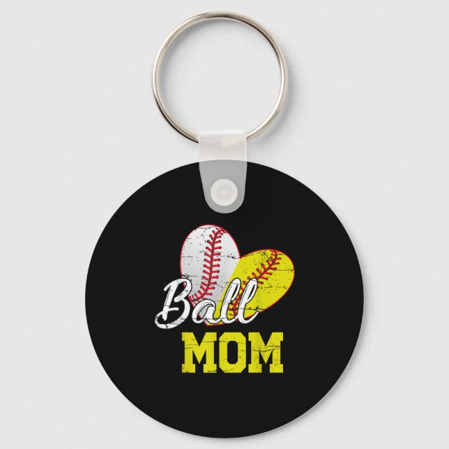 Funny Ball Mom Softball Baseball For Women Mothers Key Ring (Front)