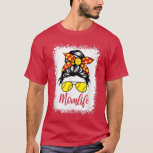 Funny Ball Mum Softball Baseball mum Messy Bun Mot T-Shirt