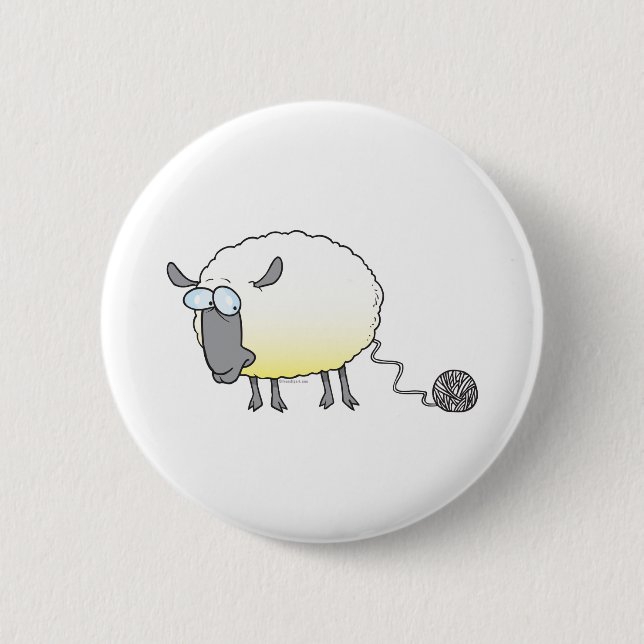 funny ball of yarn cloned sheep cartoon 6 cm round badge (Front)