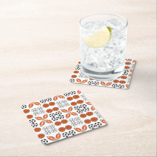 Funny Ball Pattern Square Paper Coaster