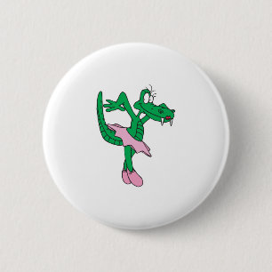 funny ballerina alligator 6 cm round badge