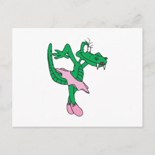 funny ballerina alligator postcard