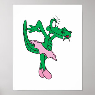 funny ballerina alligator poster