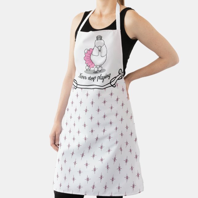 Funny Ballet Ballerina Princess Poodle Dog (white) Apron (Insitu)