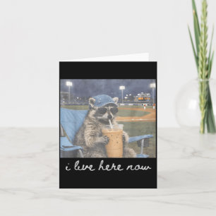 Funny Ballfield Baseball Racoon Ice Coffee Live Card
