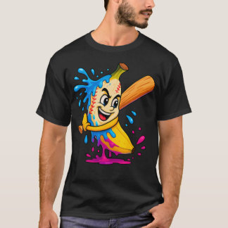 Funny Banana Baseball Ice Cream Drip Fruit Sport T-Shirt