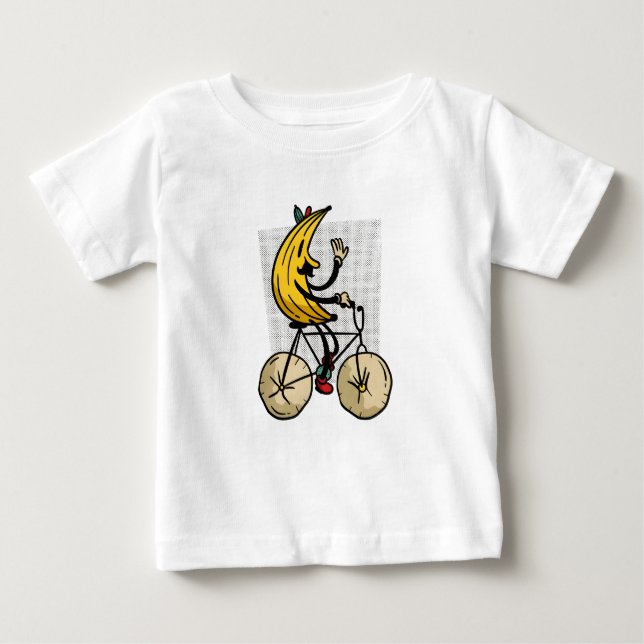 Funny Banana Biker Cartoon Design Baby T-Shirt (Front)