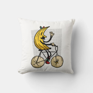 Funny Banana Biker Cartoon Design Cushion