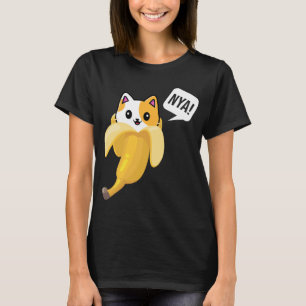 Funny Banana Cat Nya Cute Cat Kitten Banana Fruit T-Shirt