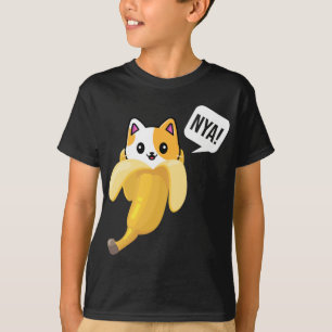 Funny Banana Cat Nya Cute Cat Kitten Banana Fruit T-Shirt
