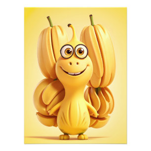 Funny banana character photo print